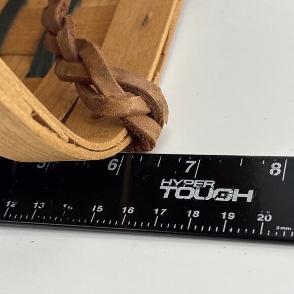 Peterboro Woven Basket Braided Leather Handles. 10.5" Wide Braided Green VTG - Picture 7 of 10